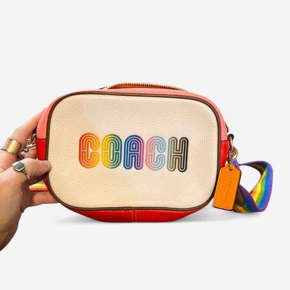 Coach Rainbow Leather Crossbody Bag, White/Rainbow Colors - Picture 1 of 4